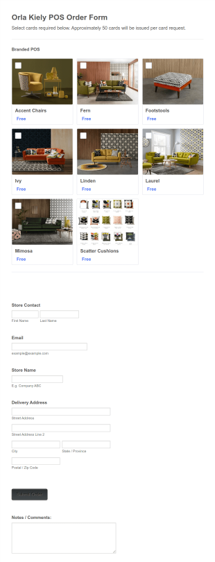Orla Kiely POS Order Form Template