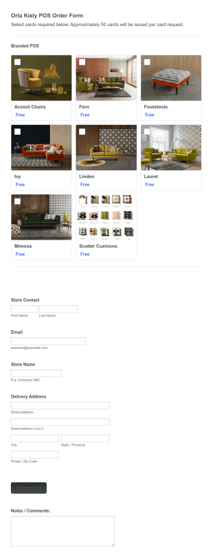 Orla Kiely POS Order Form Template
