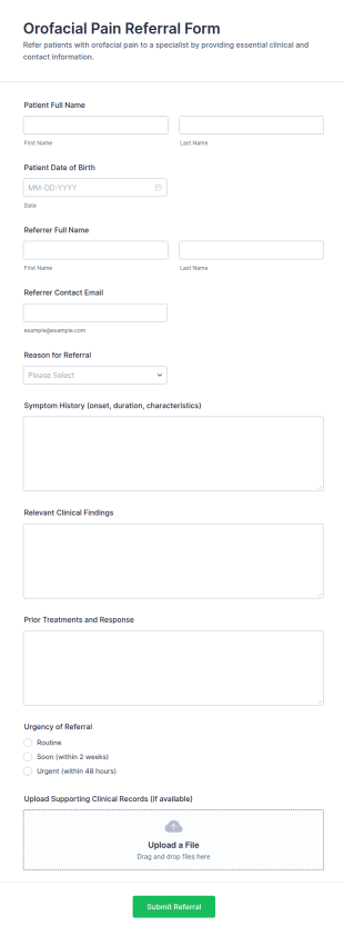Orofacial Pain Referral Form Template