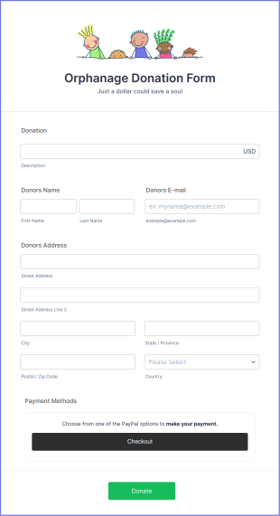 Orphanage Donation Form Template