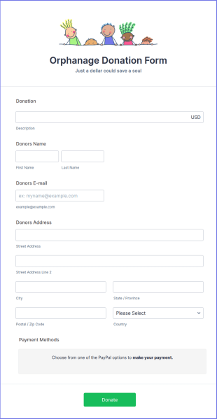 Orphanage Donation Form Template
