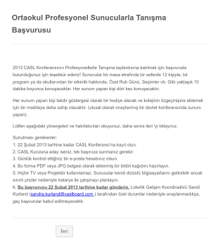 Ortaokul Profesyonel Sunucularla Tanışma Başvurusu Form Template