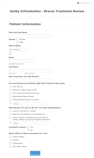 Orthodontic Intake Form Template