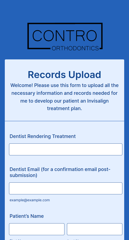 Orthodontic Records Upload Form
