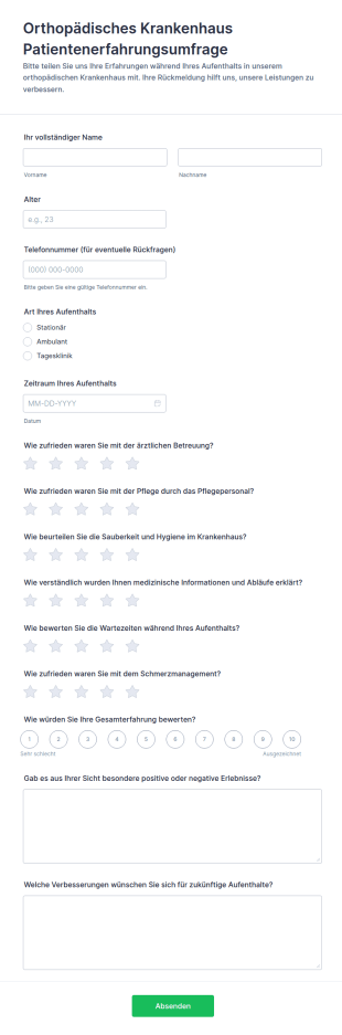 Orthopädisches Krankenhaus Patientenerfahrungsumfrage