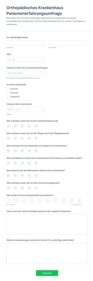 Orthopädisches Krankenhaus Patientenerfahrungsumfrage