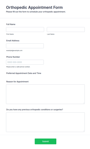 Orthopedic Appointment Form Template