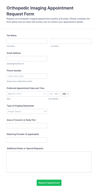 Orthopedic Imaging Appointment Request Form Template