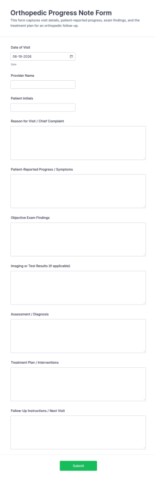 Orthopedic Progress Note Form Template