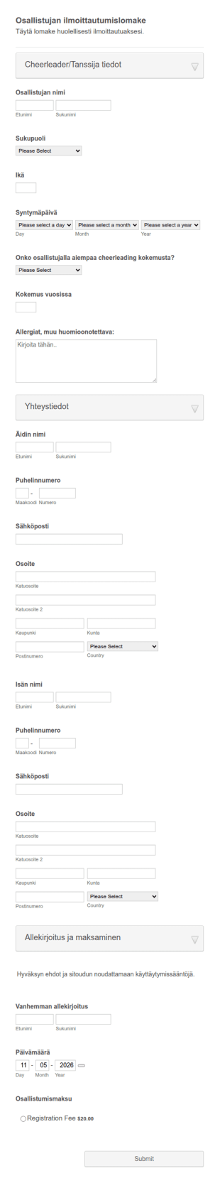 Osallistujan Ilmoittautumislomake