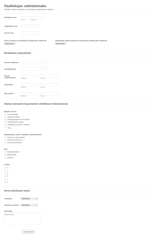 Osallistujan Valintalomake