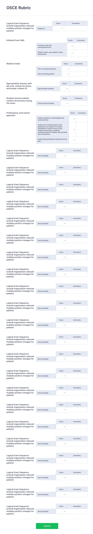 OSCE Evaluation Form Template