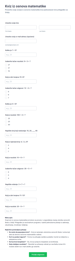 Osnovni Matematički Kviz