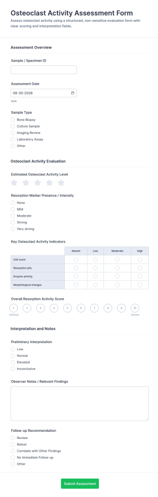 Osteoclast Activity Assessment Form Template