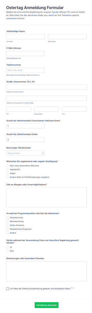 Ostertag Anmeldung Formular