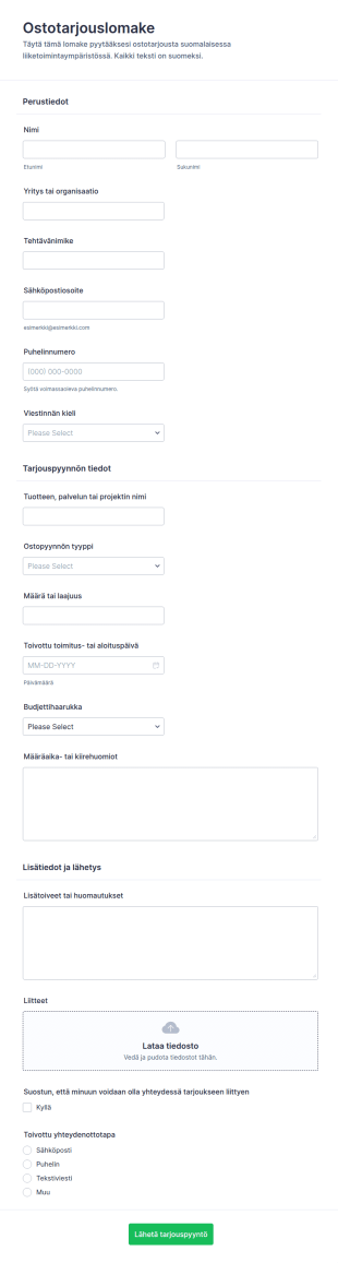 Ostotarjouslomake