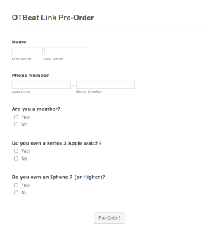 OTBeat Link Pre Order Form Template