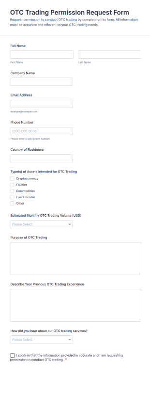 OTC Trading Permission Request Form Template