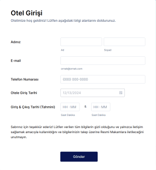 Otel Giriş Form Şablonu