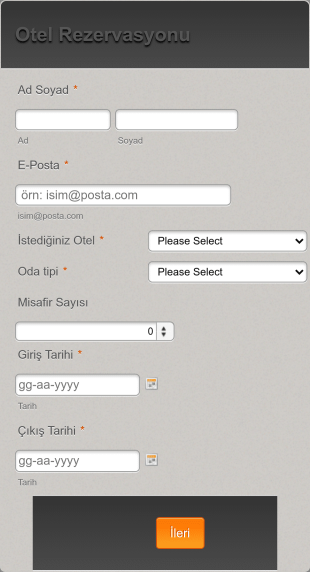 Otel Rezervasyon Formu Örneği Form Template