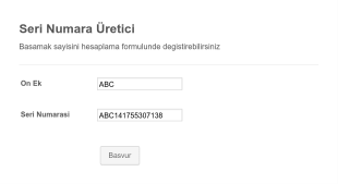 Otomatik Seri Numara Üretim Form Template