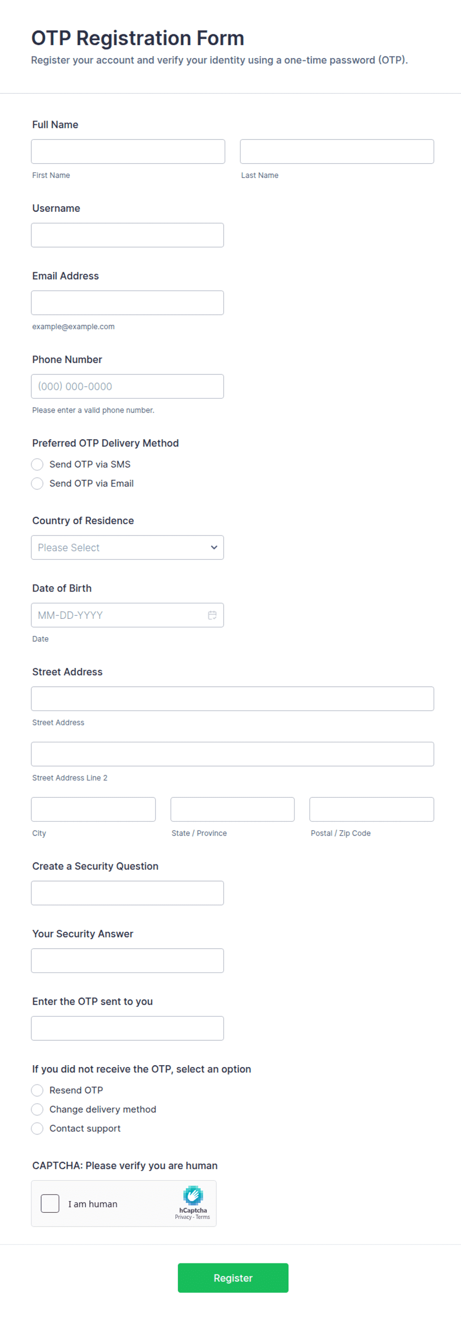 One-Time Password (OTP) Registration Form Template | Jotform