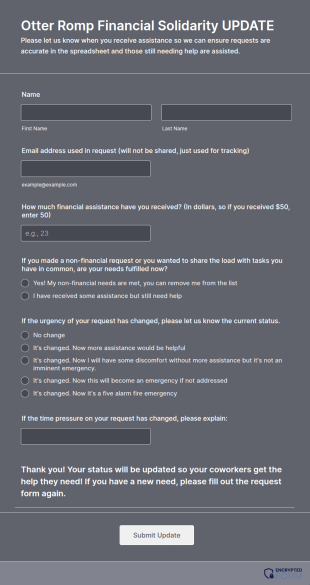 Financial Assistance Status Update Form Template