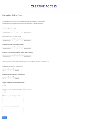 Oturum Geri Bildirim Form Şablonu