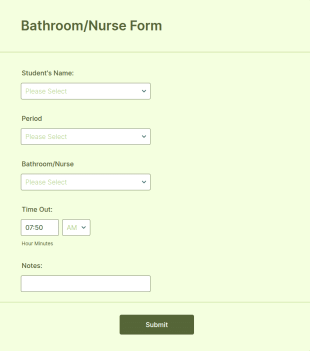 Out Of Class Tracking Form Template