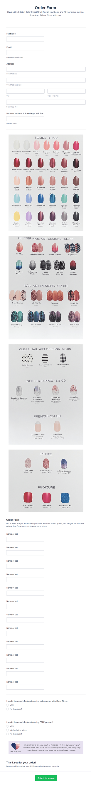 Out Of Stock Order Form Template