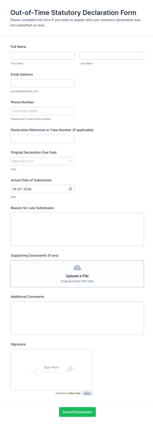 Out Of Time Statutory Declaration Form Template