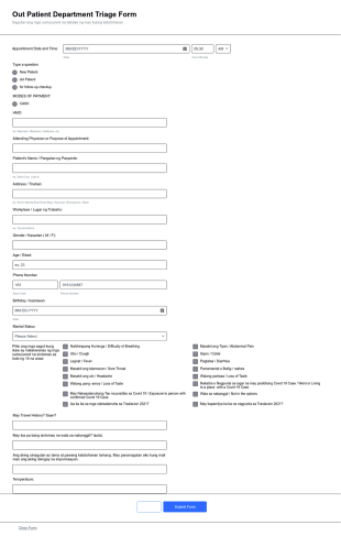 Out Patient Department Triage Form Template