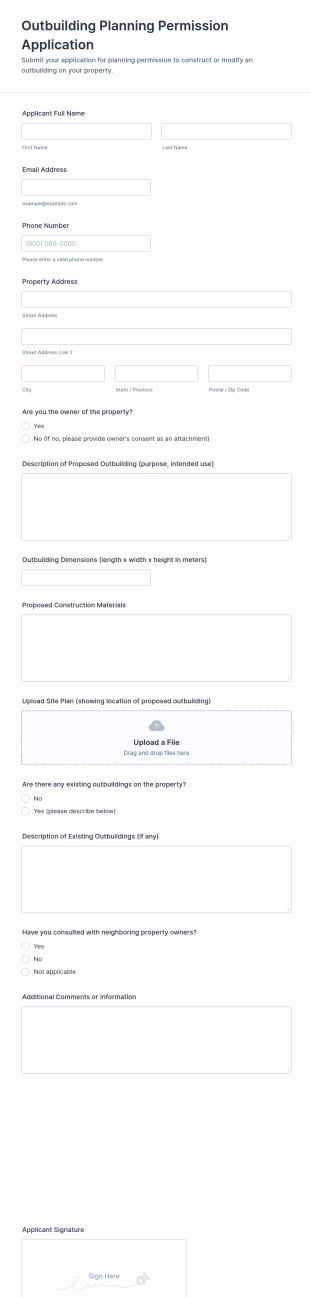 Outbuilding Planning Permission Application Form Template