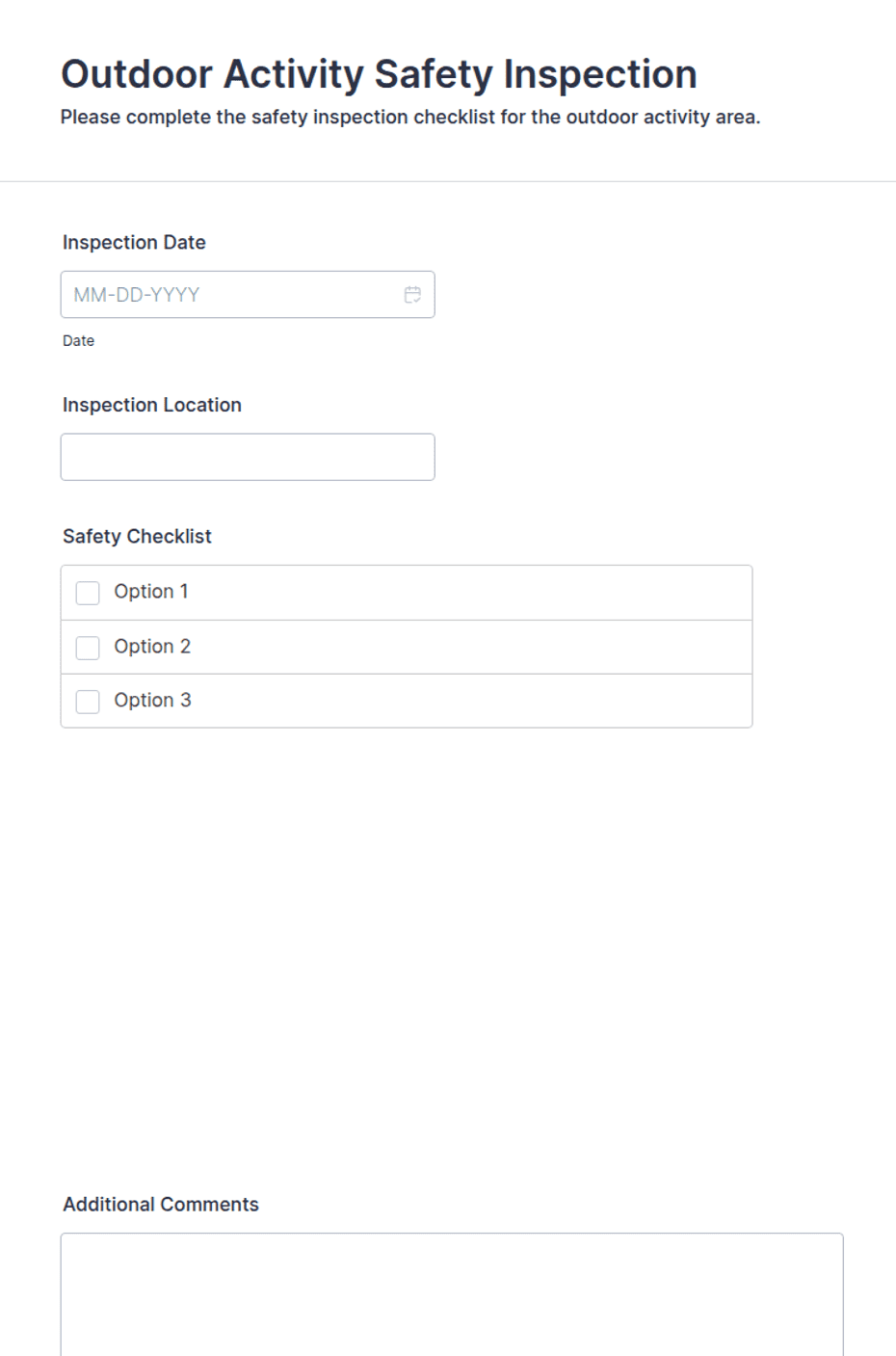 Outdoor Activity Safety Inspection Form Template | Jotform