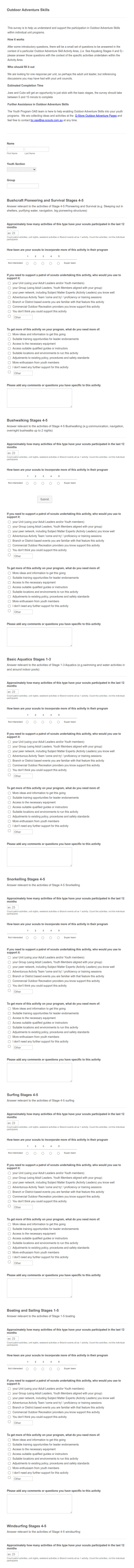 Outdoor Adventure Skills Form Template