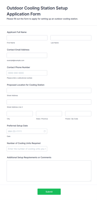 Outdoor Cooling Station Setup Application Form Template