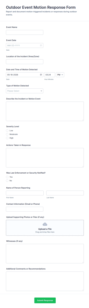 Outdoor Event Motion Response Form Template