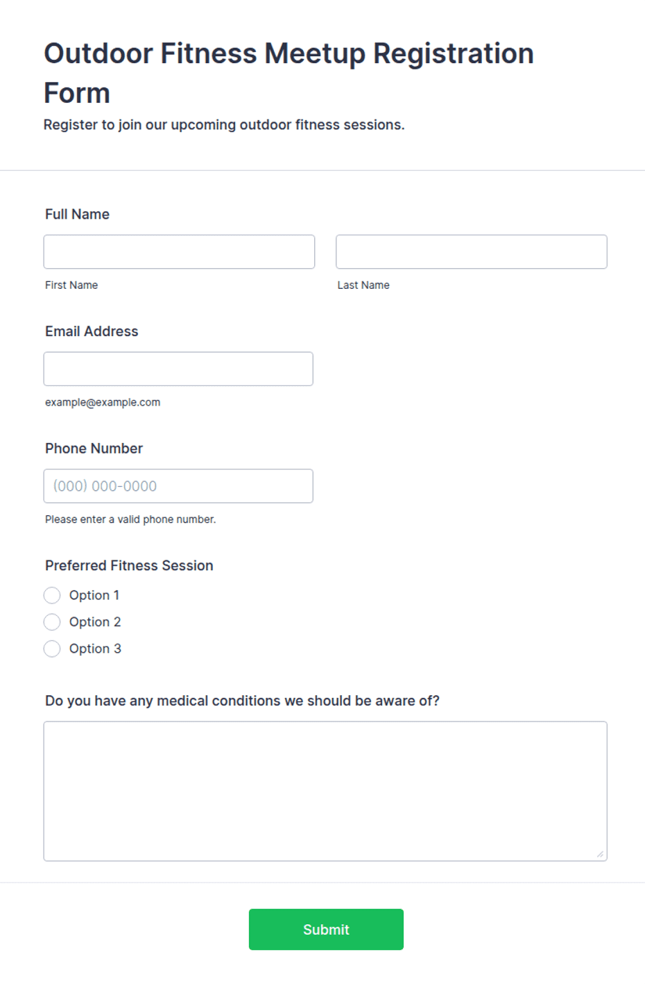 Outdoor Fitness Meetup Registration Form Template | Jotform