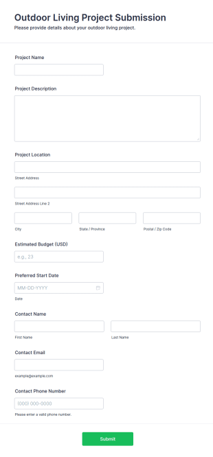 Outdoor Living Project Submission Form Template