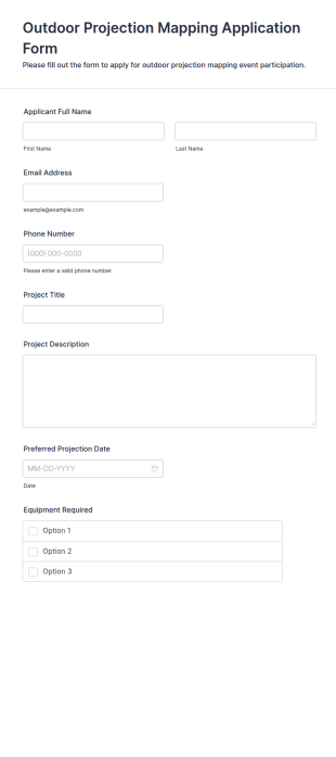 Outdoor Projection Mapping Application Form Template