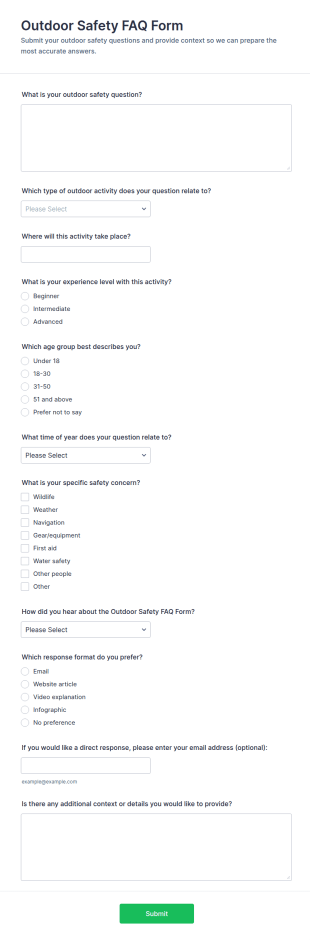 Outdoor Safety FAQ Form Template