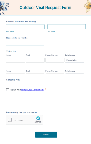 Outdoor Visit Request Form Template