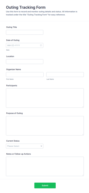 Outing Tracking Form Template