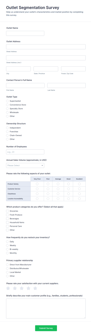 Outlet Segmentation Survey Form Template