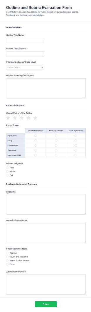 Outline And Rubric Evaluation Form Template