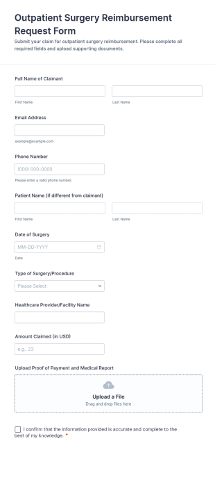 Outpatient Surgery Reimbursement Request Form Template