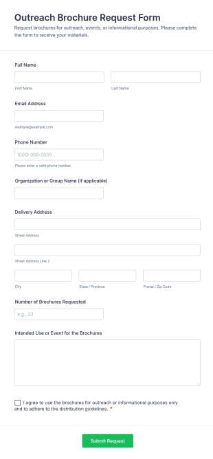 Outreach Brochure Request Form Template