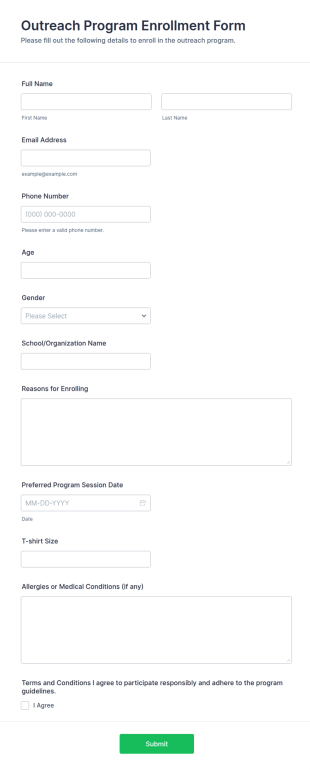 Outreach Program Enrollment Form Template