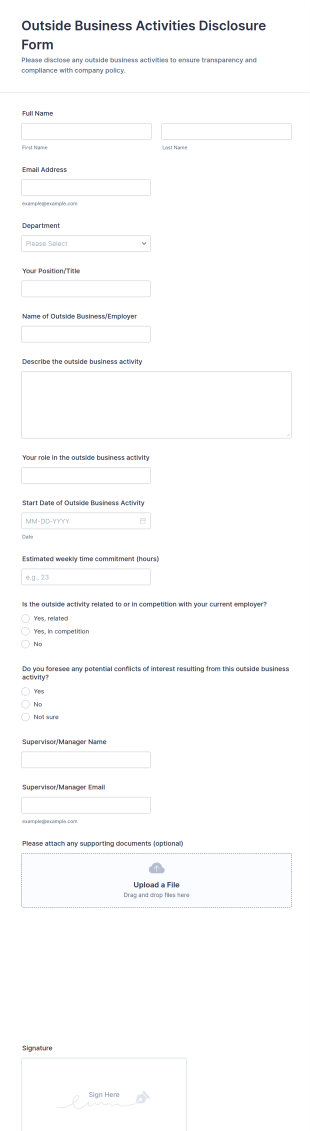 Outside Business Activities Disclosure Form Template
