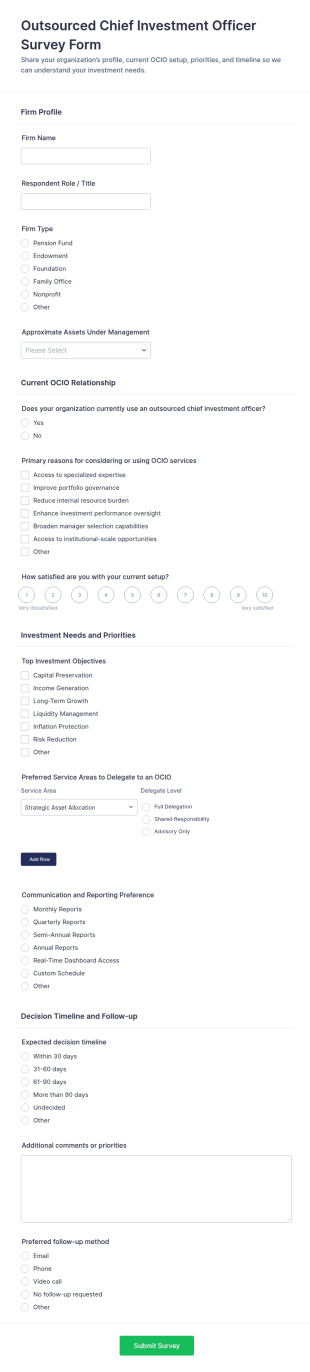 Outsourced Chief Investment Officer Survey Form Template